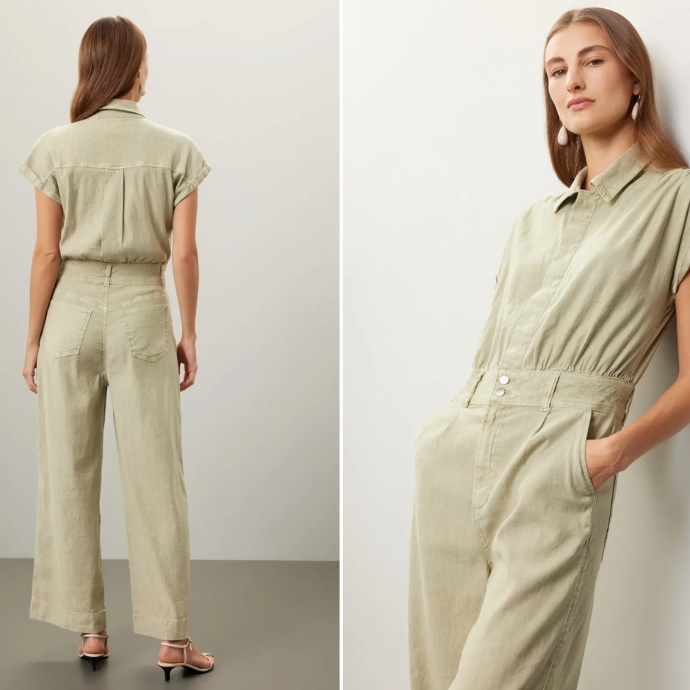 Joe's Jeans Lexi Jumpsuit Wide Leg Green 1 - PC Sz Large L Faded Sage Green